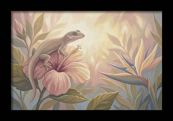 Gecko On Tropical Flower