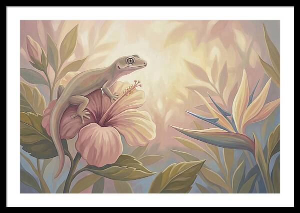 Gecko On Tropical Flower