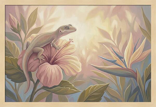 Gecko On Tropical Flower