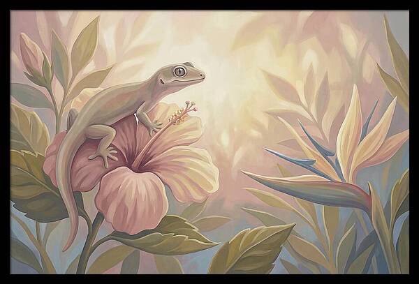 Gecko On Tropical Flower