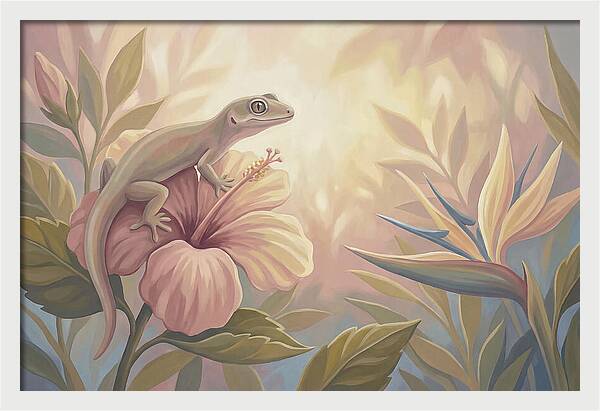 Gecko On Tropical Flower