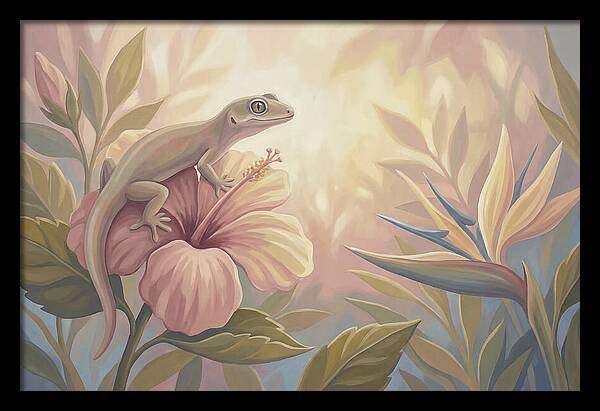 Gecko On Tropical Flower