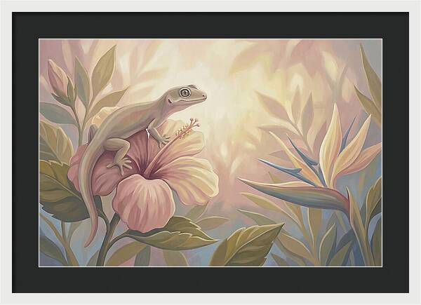 Gecko On Tropical Flower