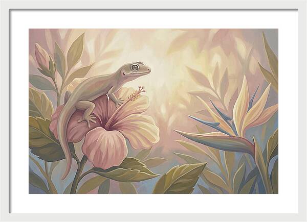 Gecko On Tropical Flower