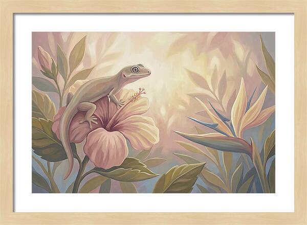 Gecko On Tropical Flower