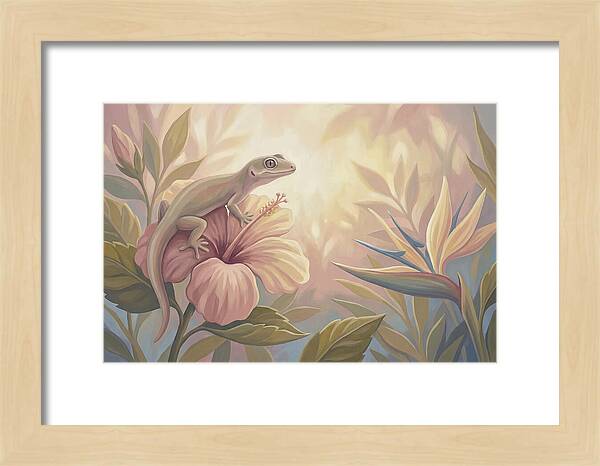 Gecko On Tropical Flower