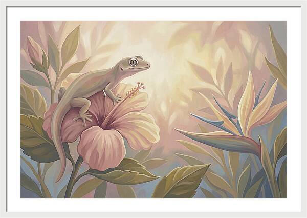Gecko On Tropical Flower