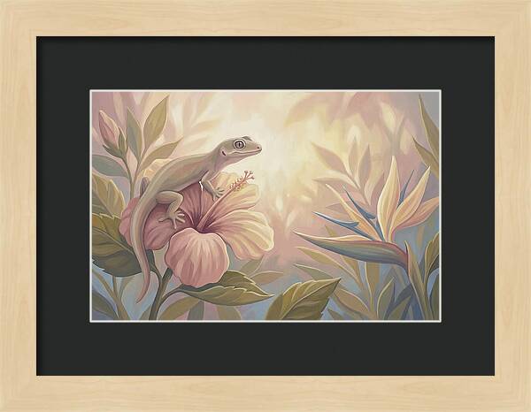 Gecko On Tropical Flower