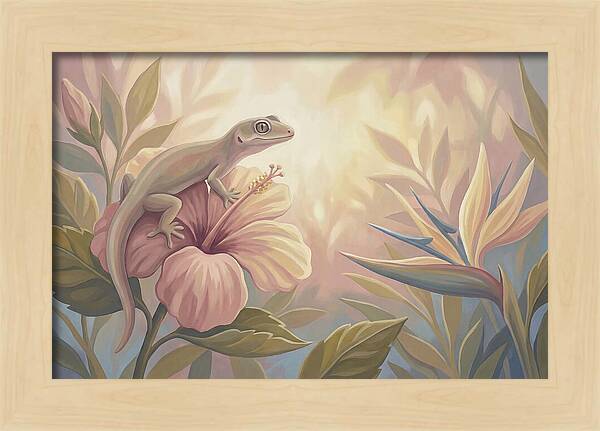 Gecko On Tropical Flower