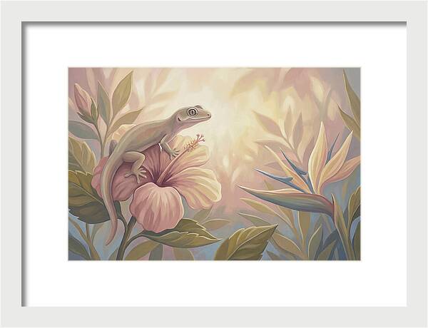 Gecko On Tropical Flower