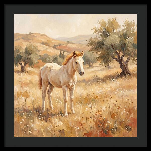 Gentle Foal In Mediterranean Landscape