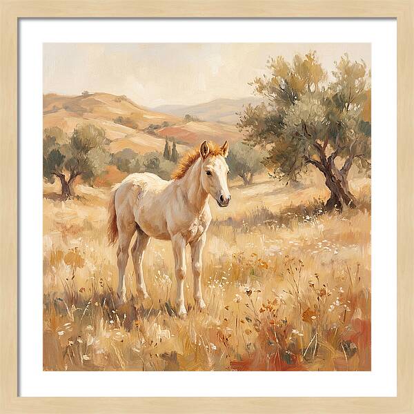 Gentle Foal In Mediterranean Landscape