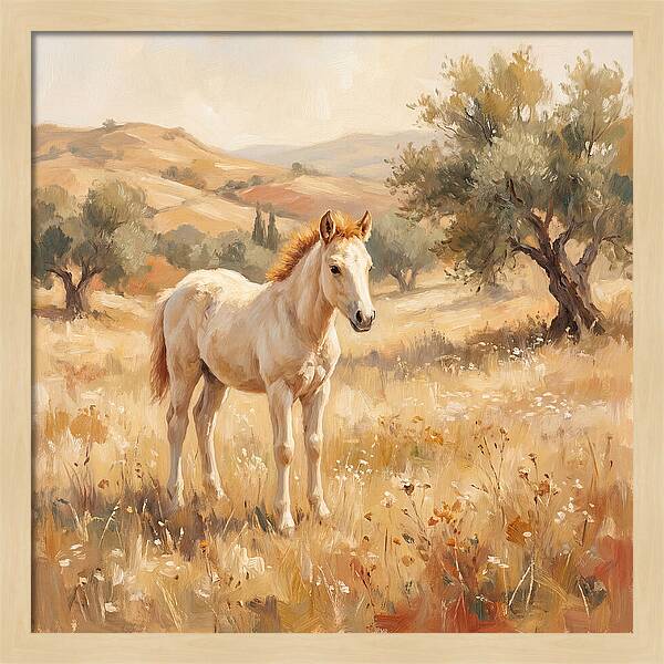 Gentle Foal In Mediterranean Landscape