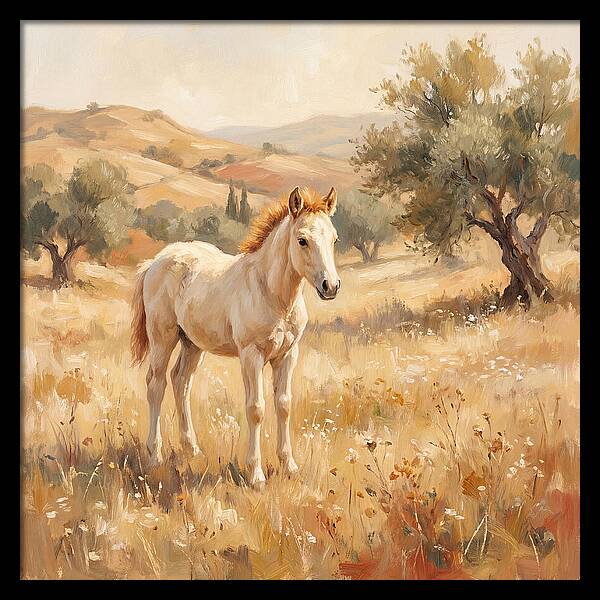 Gentle Foal In Mediterranean Landscape