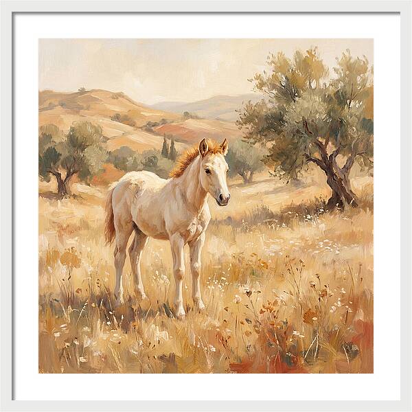 Gentle Foal In Mediterranean Landscape