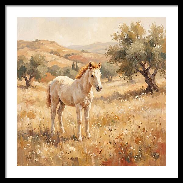 Gentle Foal In Mediterranean Landscape