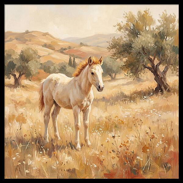 Gentle Foal In Mediterranean Landscape