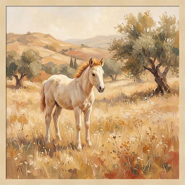 Gentle Foal In Mediterranean Landscape