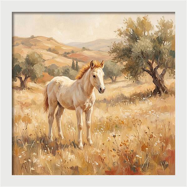 Gentle Foal In Mediterranean Landscape