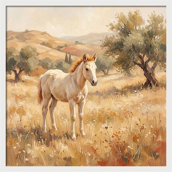 Gentle Foal In Mediterranean Landscape