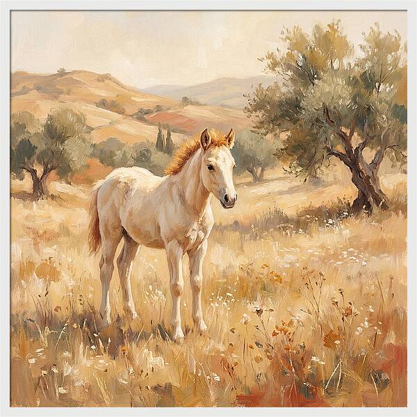Gentle Foal In Mediterranean Landscape
