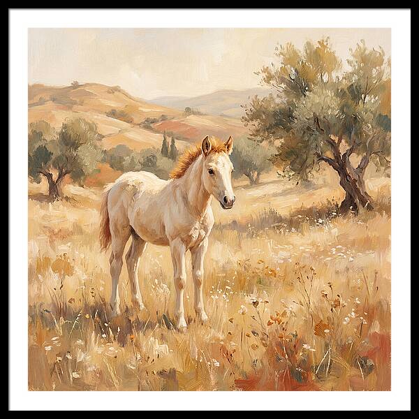 Gentle Foal In Mediterranean Landscape