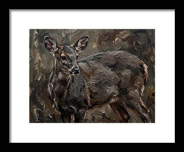 Gentle Gray Brocket Amidst Foliage
