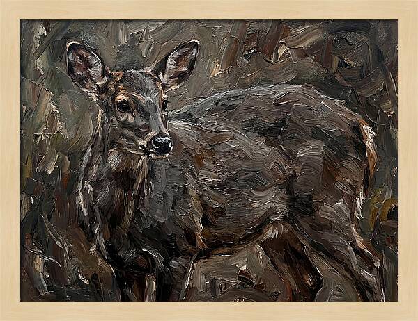 Gentle Gray Brocket Amidst Foliage