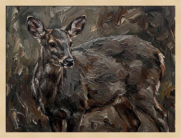 Gentle Gray Brocket Amidst Foliage