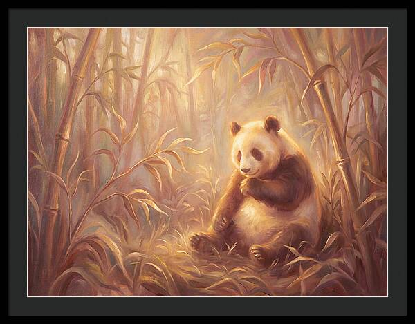 Gentle Panda In Bamboo Grove
