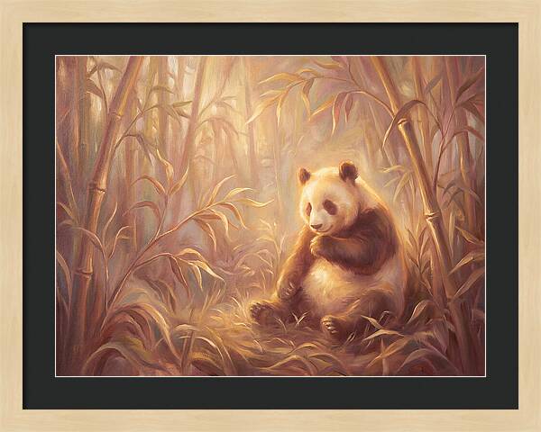 Gentle Panda In Bamboo Grove