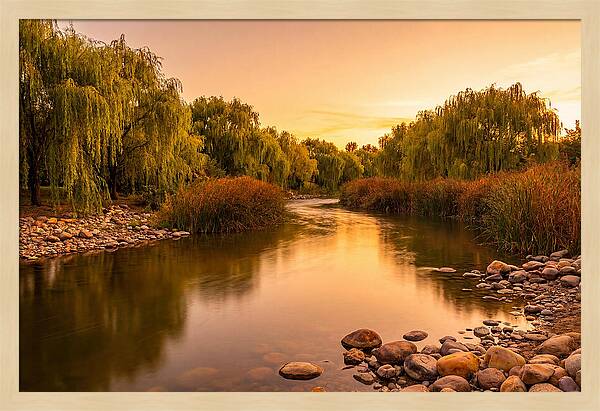 Gentle River Bend With Weeping Willows