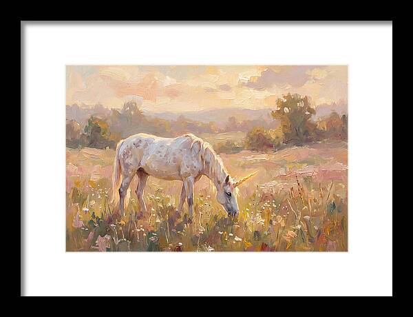 Gentle Unicorn In Blooming Meadow