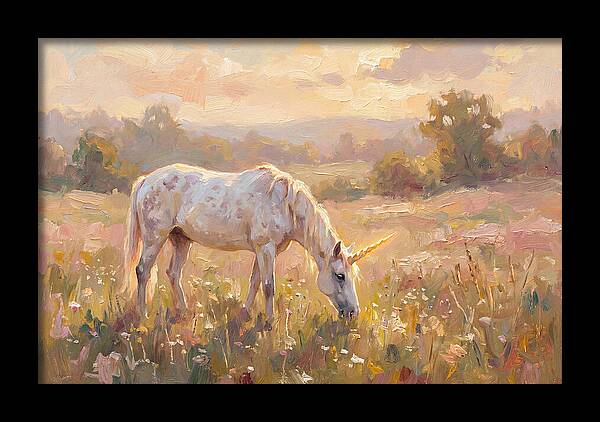 Gentle Unicorn In Blooming Meadow