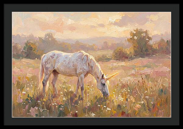 Gentle Unicorn In Blooming Meadow