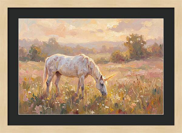Gentle Unicorn In Blooming Meadow