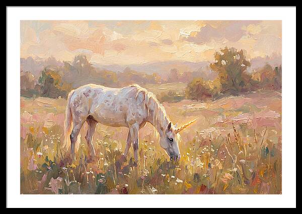 Gentle Unicorn In Blooming Meadow