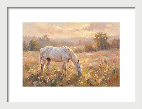 Gentle Unicorn In Blooming Meadow