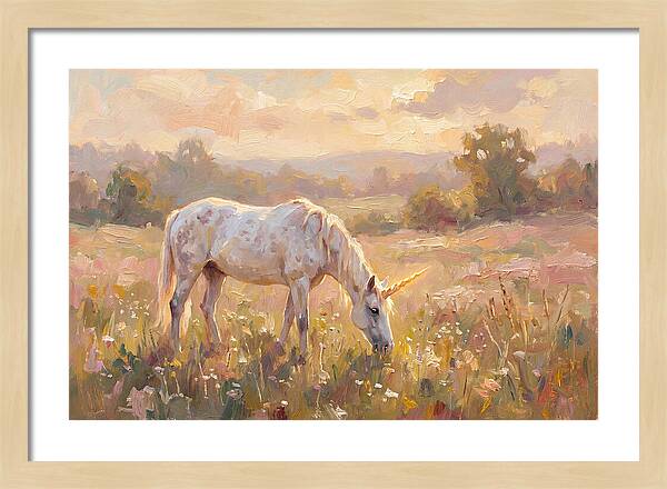 Gentle Unicorn In Blooming Meadow
