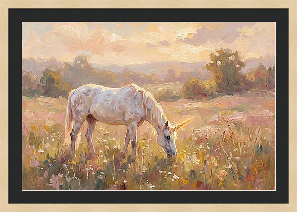 Gentle Unicorn In Blooming Meadow