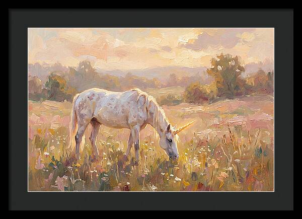 Gentle Unicorn In Blooming Meadow