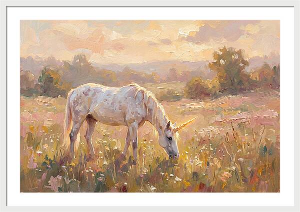Gentle Unicorn In Blooming Meadow