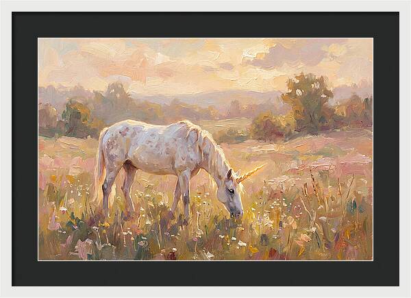 Gentle Unicorn In Blooming Meadow