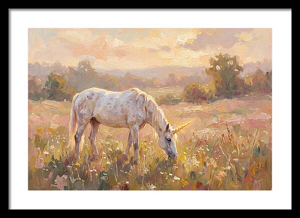Gentle Unicorn In Blooming Meadow