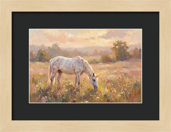 Gentle Unicorn In Blooming Meadow