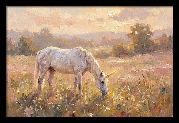 Gentle Unicorn In Blooming Meadow