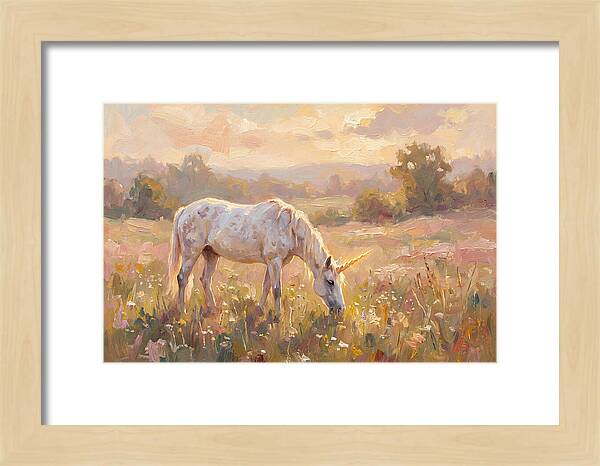 Gentle Unicorn In Blooming Meadow