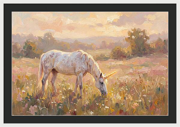 Gentle Unicorn In Blooming Meadow