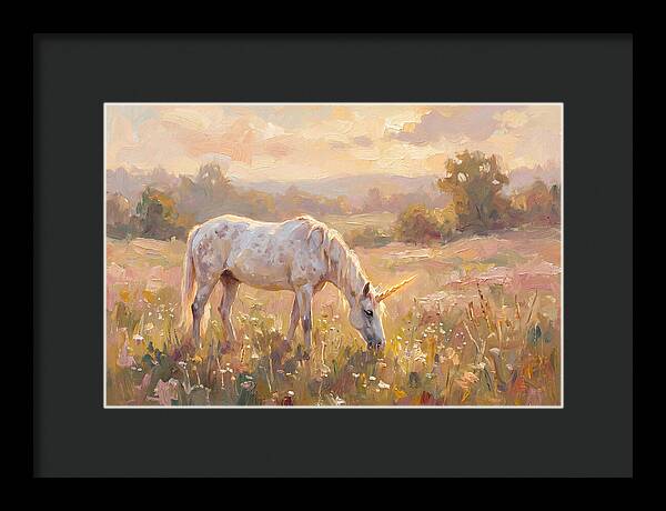 Gentle Unicorn In Blooming Meadow