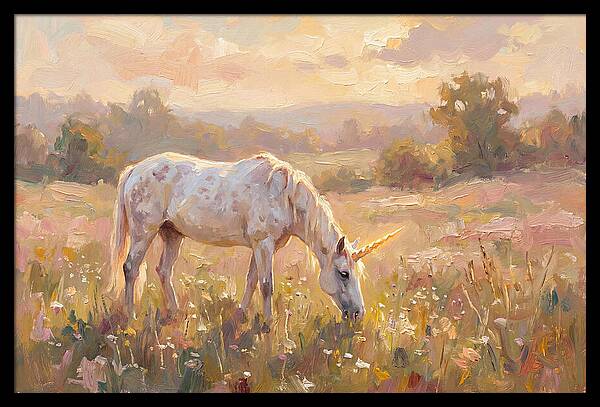 Gentle Unicorn In Blooming Meadow